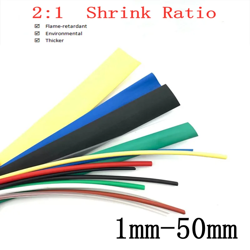 

Heat Shrink Tube Dia1mm～50mm Diameter Insulated Polyolefin 2:1 Shrinkage Ratio Wire Wrap Connector Line Repair 600V Cable Sleeve