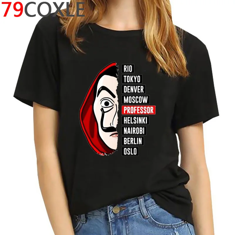 Летний топ денег футболка для женщин принт с героями мультфильмов Kawaii La Casa De Papel