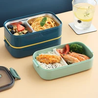 stainless steel lunch box for kids office worker food container storage boxes wheat straw material leak proof bento box 2 layers