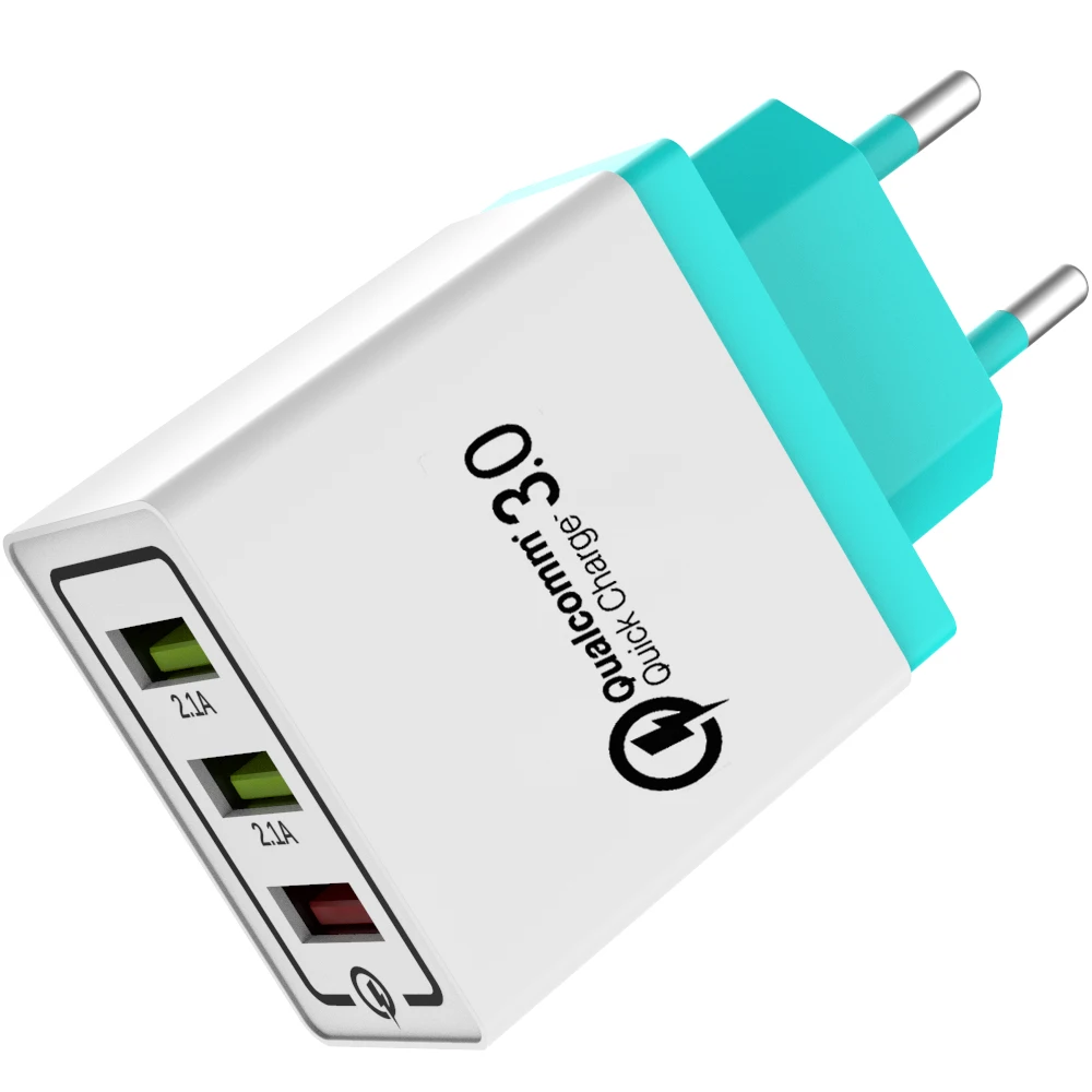 Blue USB 3,0 зарядное устройство quick charge 3,0 QC3.0 Turbo Мульти USB зарядное устройство Turbo Мульти адаптер EU Plug power bank зарядное устройство для xiaomi iPhone - Тип штекера: Blue