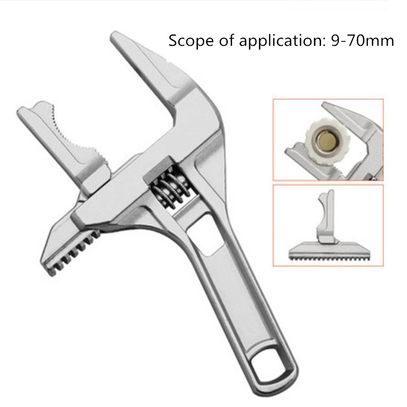 

9-70mm Adjustable Car Spanner Large Opening Key Nut Wrench Quick Snap Grip Water Pipe Wrench Hand-Held Disassembly Tool For Auto