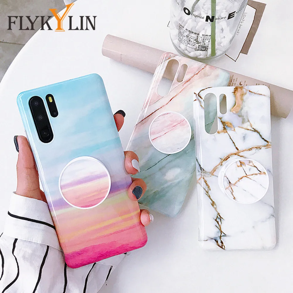 Чехол подставка FLYKYLIN с мраморным рисунком для Huawei P40 Lite P20 P30 Pro Mate 30 20 Nova 3e 4e 3i 5i