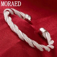 2021 new fashion 925 sterling silver mesh wide braided bracelet bangle chain wristband jewelry bijoux