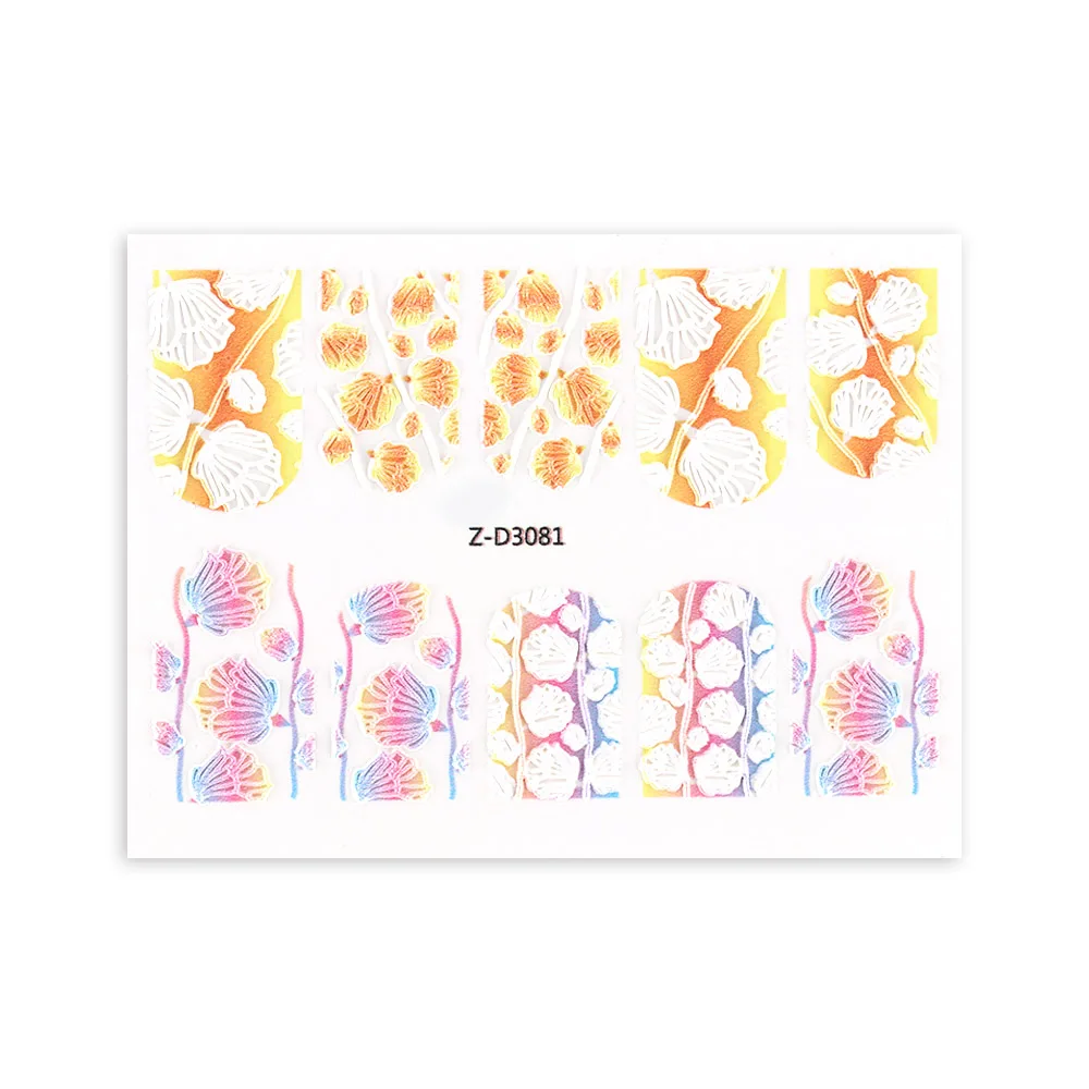 3D Acrylic Engraved Nail Sticker Beautiful Dancing Gril Snow Shape Water Decals Empaistic Nail Water Slide Decals DIY Nail Art - Color: 06