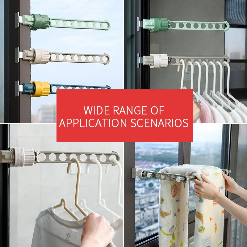 

3 Color Clothing Window Frame Hanger Creative Home Storage Finishing Retractable Indoor Space Saver Clothes Hangers Drying Rack