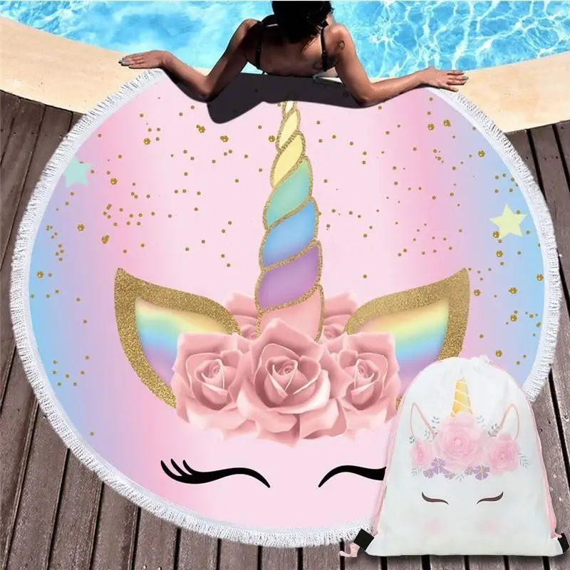 Мультяшное пляжное полотенце из микрофибры с единорогом спортивное одеяло для