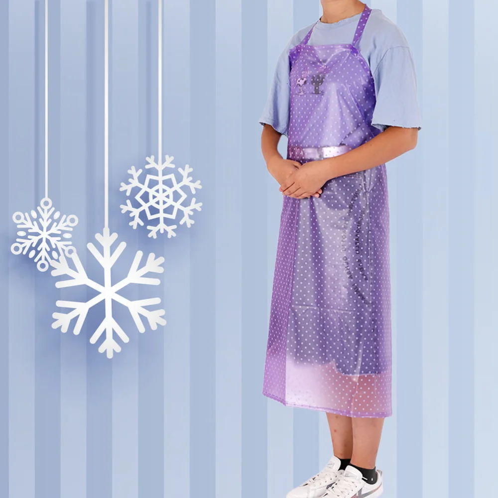 

1pc Oil-proof Apron Sleeveless Pinafore Waterproof Save-all Transparent PVC Apron Cooking Supply Red