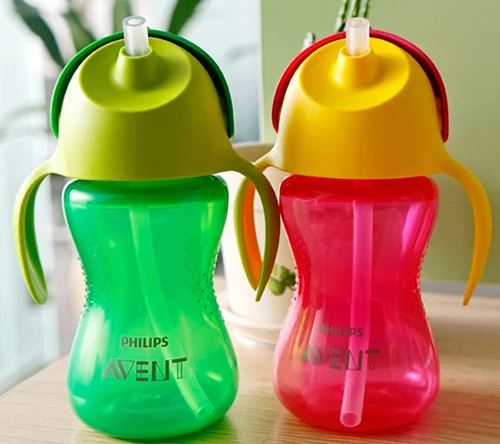 10oz 12M Avent My Bendy соломенная чашка Динозавр Детская бутылка 7 oz/200 ml 10 oz/300 ml 2/pack-синий/зеленый 9M+/12M - Цвет: 10oz 12M