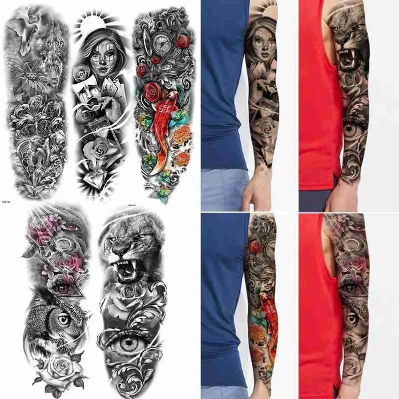 170*480mm Full Arm Waterproof Tattoo Stickers Men And Trend Models Durable Stichers Flower Women U1Z2 | Красота и здоровье