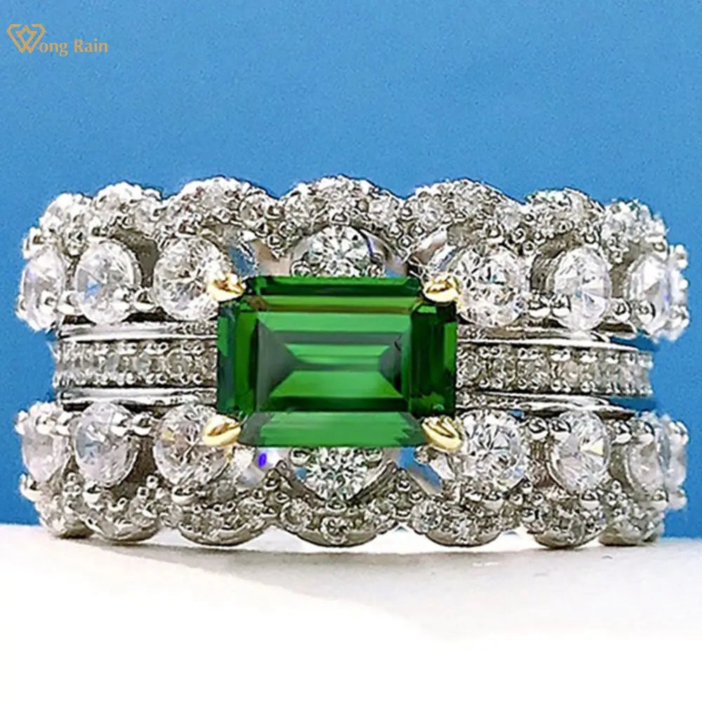 

Wong Rain, Стерлинговое Серебро 925 пробы, 5*7 мм, изумруд, Moissanite, драгоценный камень, обручальное кольцо для женщин, ювелирные украшения, оптовая пр...