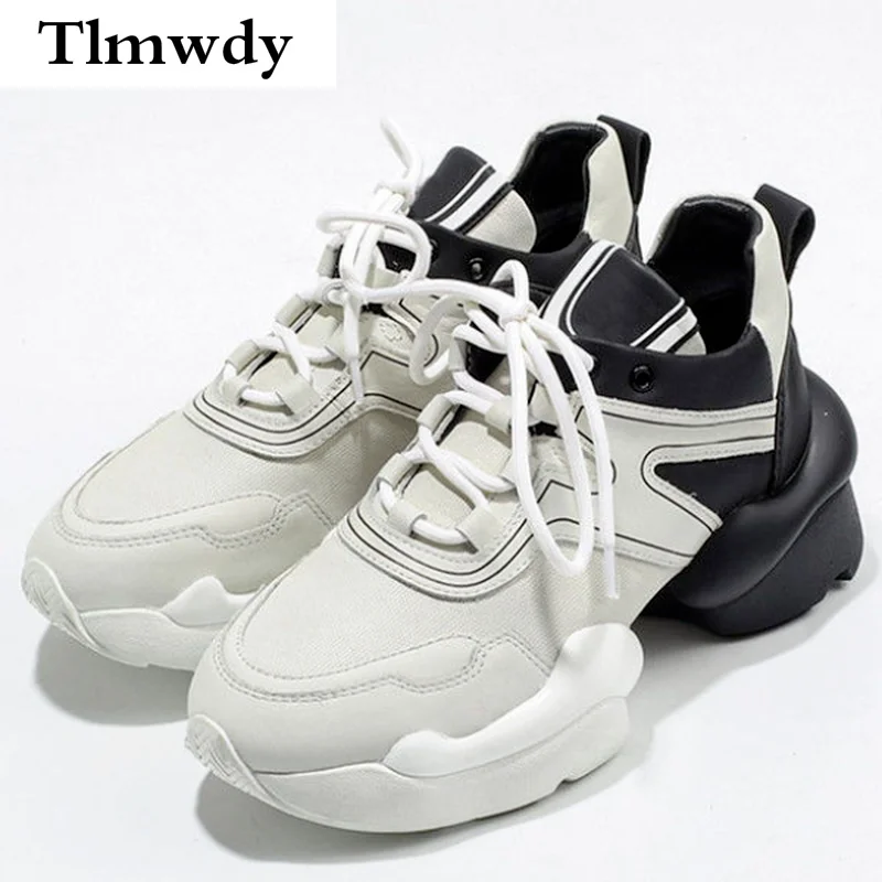 

2021 Fashion Women Shoes Platform Walking Sneakers Comfortable Lace-up Casual Shoes Spring Women's Color Matching Platform Shoes