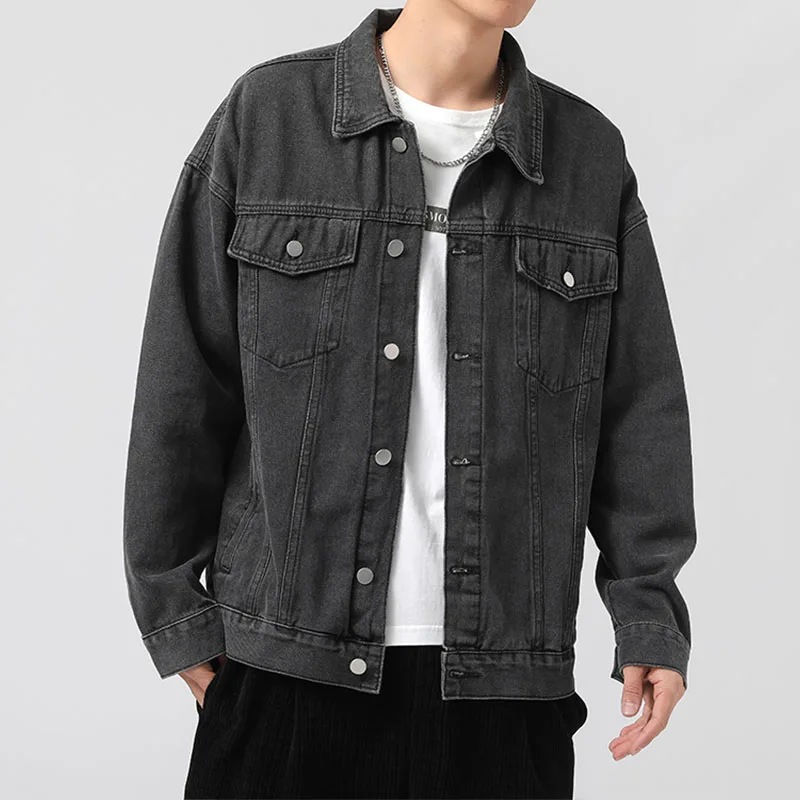 

Fashion Jeans Cotton 2021 New Jackets men's Loose Outsidewear Spring Autumn Vintage Korean Coats Streetwear Denim Casual Tops