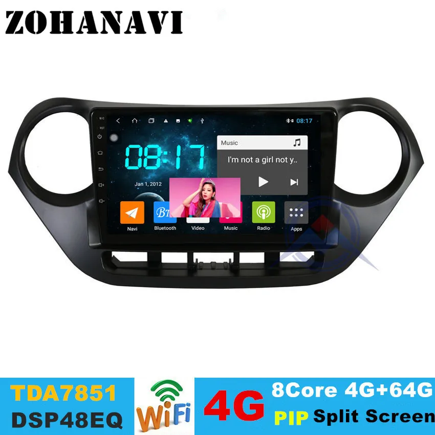 ZOHANAVI 9 дюймов Android 10 1 Автомобильная Мультимедийная система плеер для Hyundai i10 2014 2017