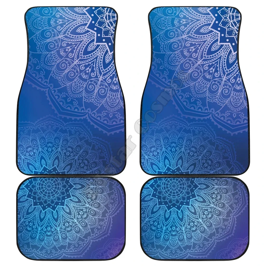 

Blue Mandalas Car FLoor Mats 3D Printed Pattern Mats Fit for Most Car Anti Slip Cheap Colorful