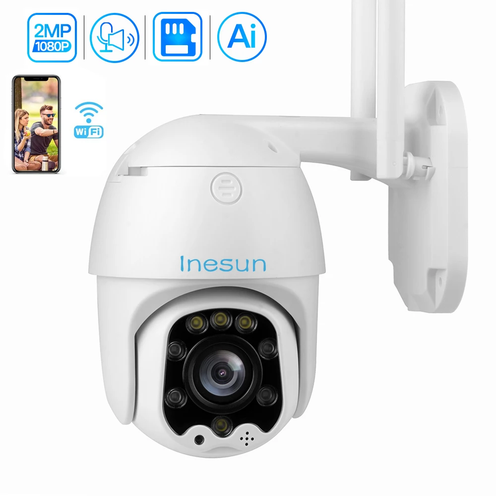 

Inesun 1080P PTZ Беспроводная IP-камера наружная мини Wi-Fi скоростная купольная камера безопасности AI автоматическое слежение цветная камера видеон...