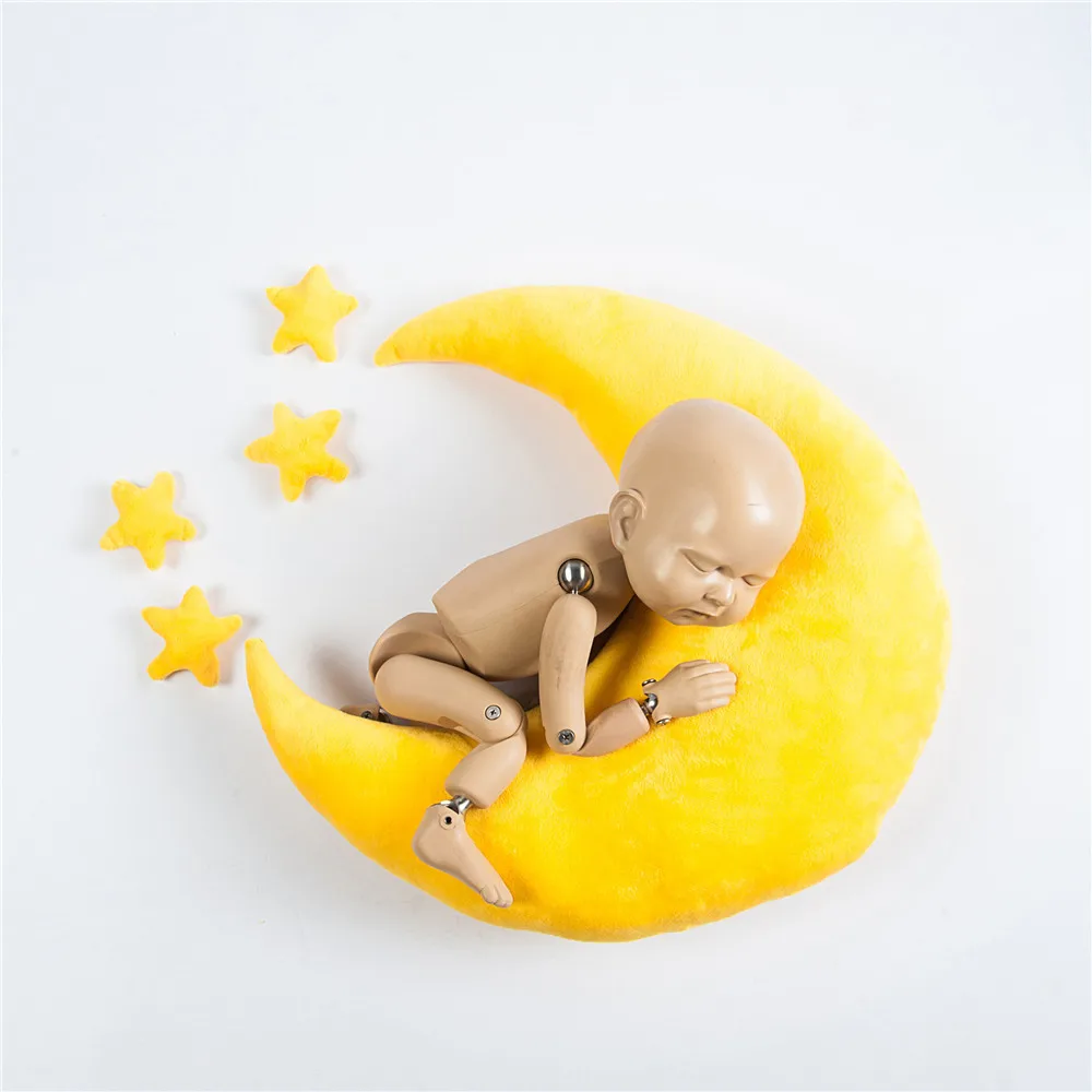 Accesorios de fotograf&iacute;a para sesi&oacute;n de fotos de beb&eacute;, almohada creativa de estrella y Luna para cumplea&ntilde;os de reci&eacute;n nacido, 0-3 meses, accesorios de estudio, regalos-4