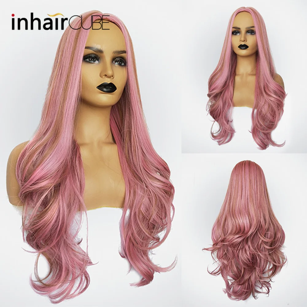 Inhair куб длинные волнистые натуральные парики для косплея натуральные женские парики вечерние термостойкие синтетические парики