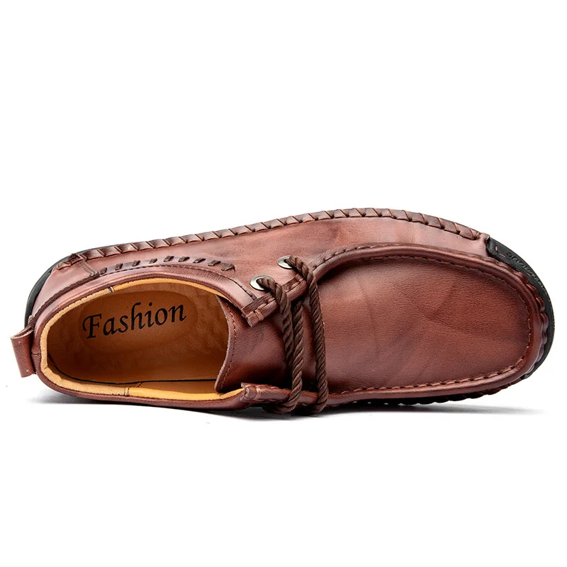 2020 Genuine Leather Shoes Men Casual High Quality Loafers Handmade Fashion Men's Rubber Sole Driving Footwear Size 48 | Обувь