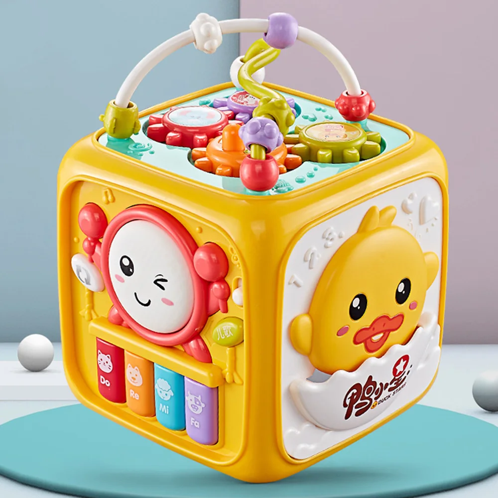 

Kids Baby Multi-Function Musical Toy Geometric Building Block Knocking Piano Drummer Polyhedral Body Cube Educational Toy Gift