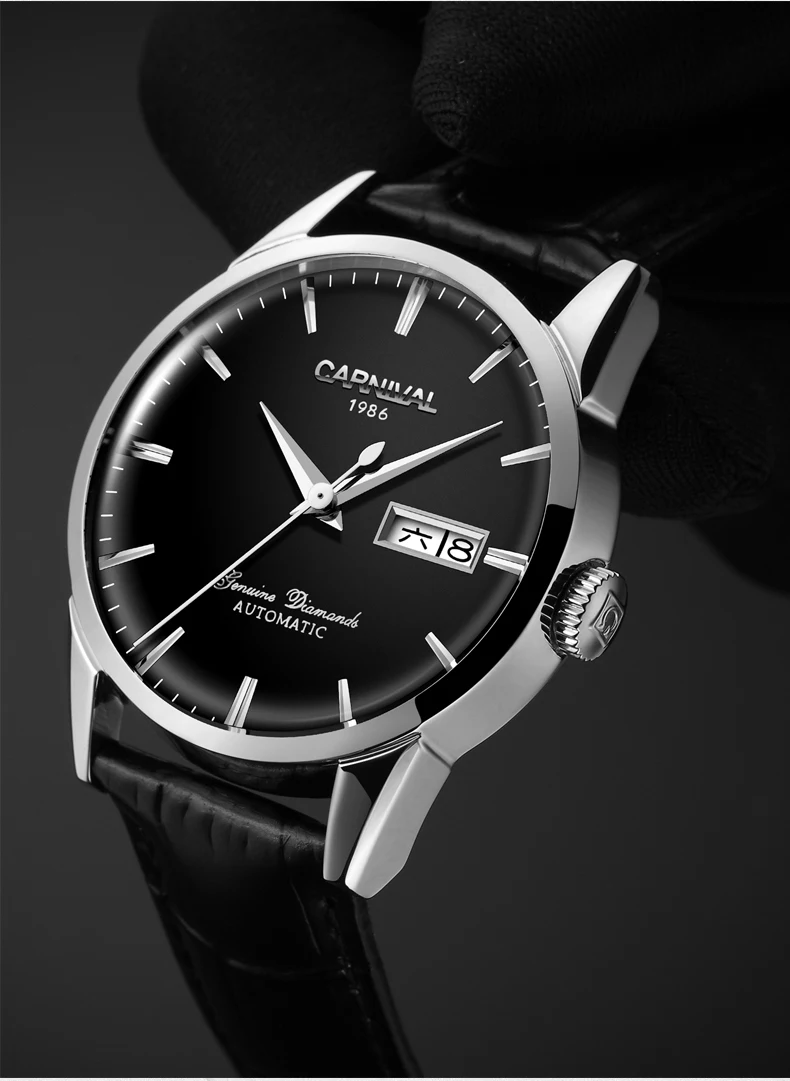 Karneval Mechanische Uhren Mode Automatische Uhr myanner 30 м вассердихт Herren Uhr винтажный Lederband Armbanduhr kol saati