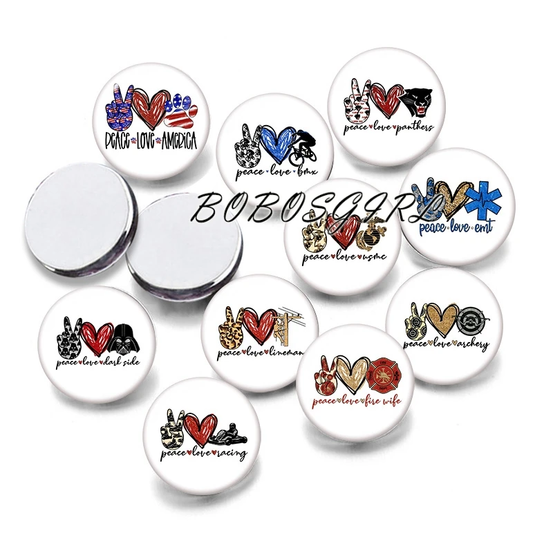 

PEACE LOVE 12mm/18mm/20mm/25mm/30mm Round Glass Cabochon Flat Back Making Findings P6310