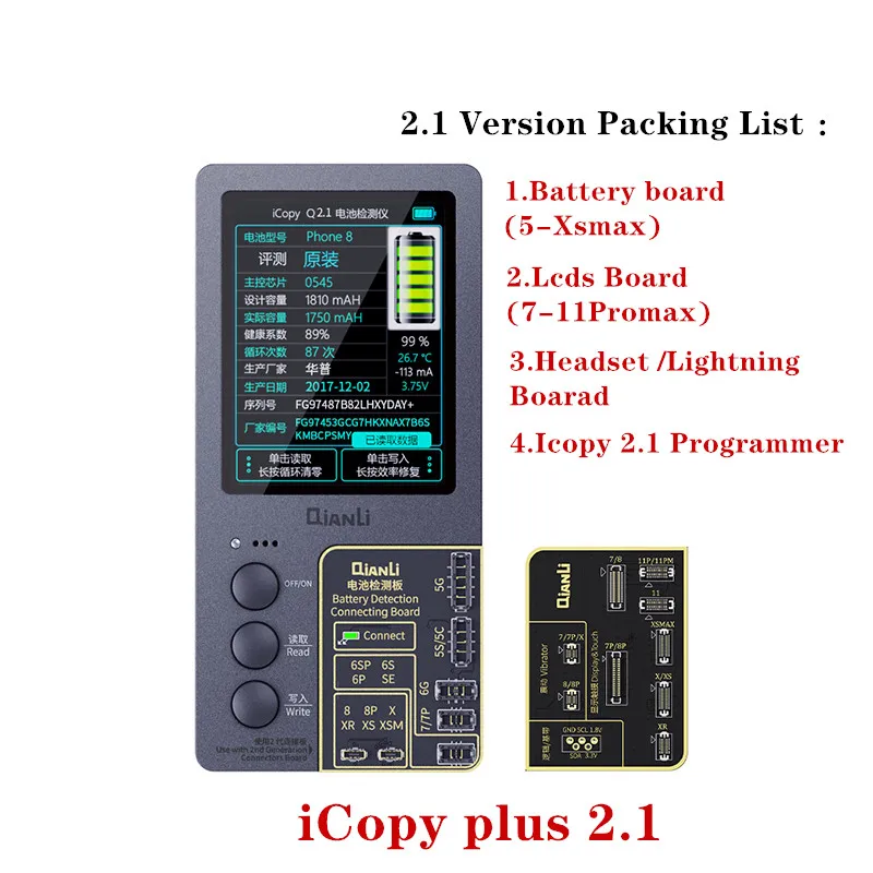 Оригинальный ЖК экран iCopy Plus 2 1 QianLi для ремонта тона iPhone 11 Pro Max XR XSMAX XS 8P 8 7P 7 Ремонт