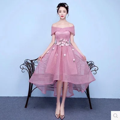 

Robe de soiree BURGUNDY lace up vestido de festa evening dress with Appliques Short Front Long Back Party Dresses prom dresses