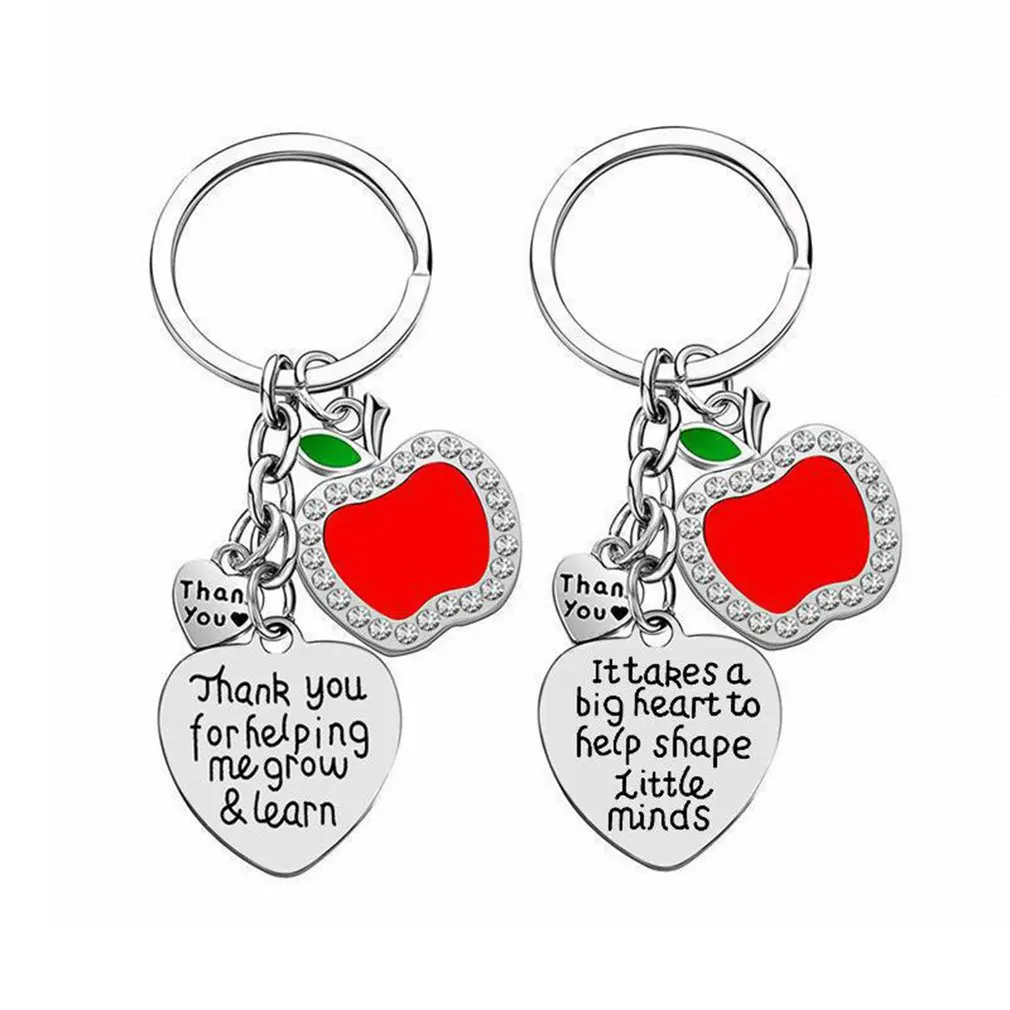 

Thank You Teachers Love Heart Keychain Chic Red Keyring Thanksgiving Teacher School Party Gifts Souvenir Key Chains Rings