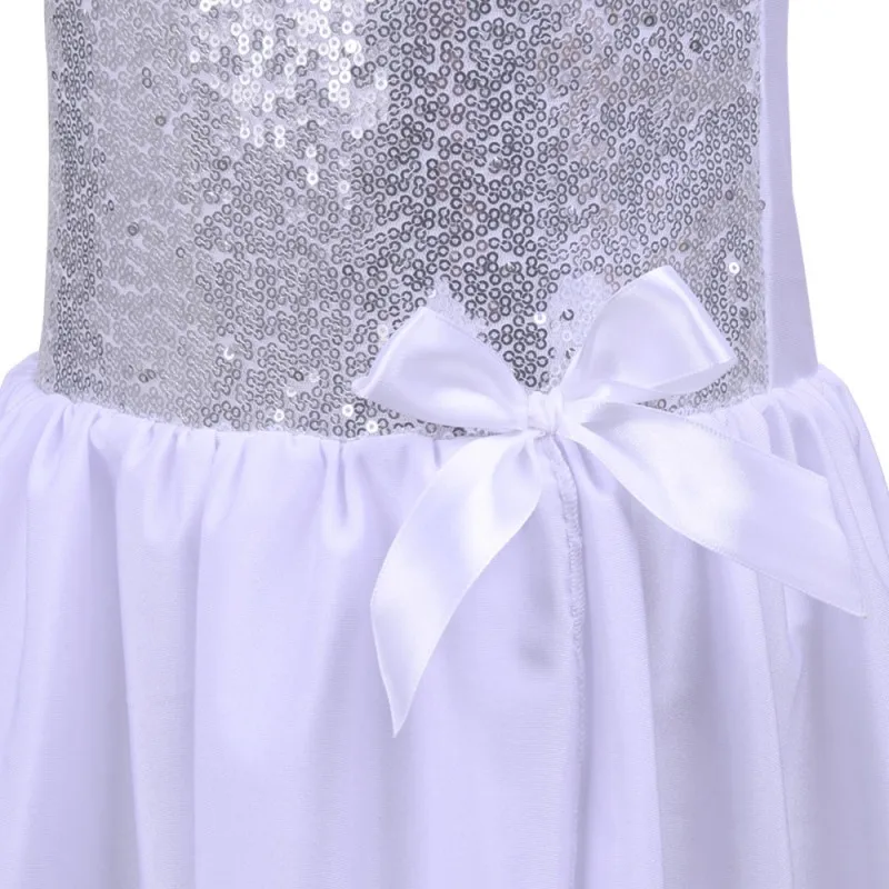 

Close-fitting soft Fashion Concise Ballet Costume Chiffon Sequin Decoration Sports Dancing Dress For Children Kids Girls
