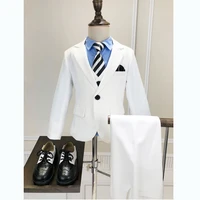childrens formal wedding suit sets boys navy style blazer vest pants 3pcs outfits kids party performance costume