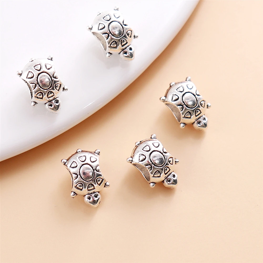 

Wholesale Bulk 50PCS Vintage Silver Sea Turtle Bead Accessories for Women's Pandora Charm Bracelet Jewelry Making