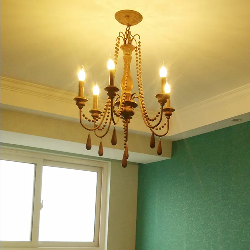 

Retro wooden chandelier lighting luster living room bedroom kitchen retro ceiling chandelier home decoration lighting device