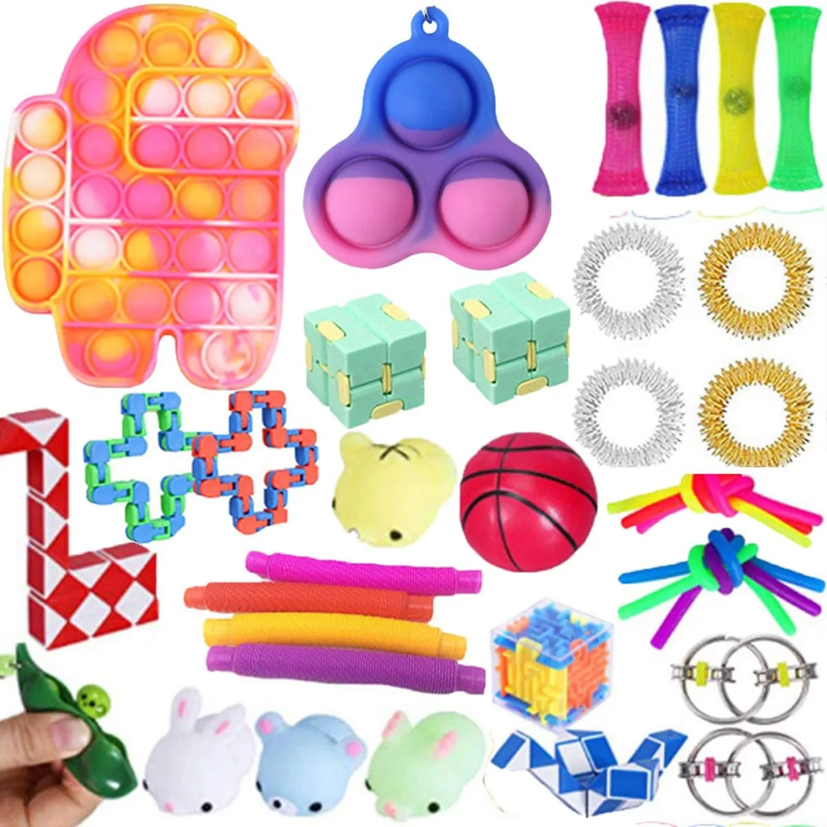 

33Pcs Cheap Sensory Fidget Toys Set Fidget Pack Relieves Stress Anxiety For Kid Children Adults Squeezed Stress simpl dimmer