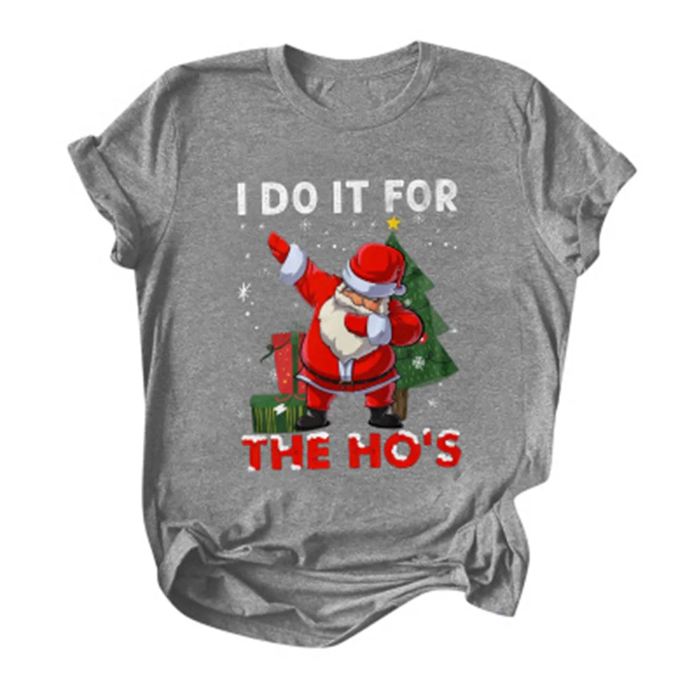 

New Arrivals Funny Print Christmas T-Shirt for Women Short Sleeve Round Neck Simple Tee Tops Oversize Casual Baggy Tunic Clothes