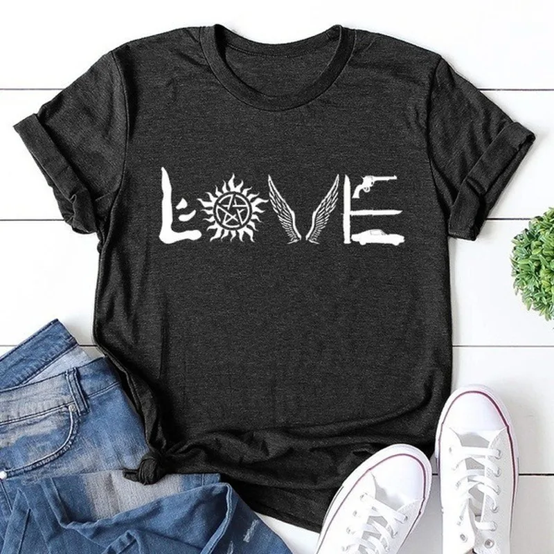 

LOVE Letter Print Women T Shirt Short Sleeve O Neck Loose Women Tshirt Ladies Fashion Tee Shirt Tops Clothes Camisetas Mujer