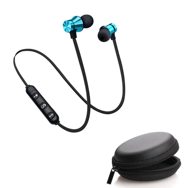 Blue with box Спортивные магнитные Bluetooth наушники беспроводные наушники-вкладыши с микрофоном для спорта на открытом воздухе Bluetooth Магнитная гарнитура Блютуз-наушник - Цвет: Blue with box