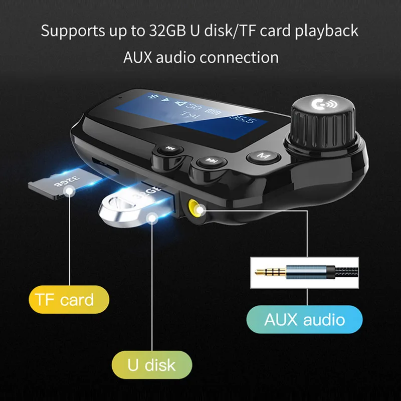 JaJaBor FM передатчик Bluetooth 5 0 автомобильный комплект громкой связи вызов AUX стерео A2DP