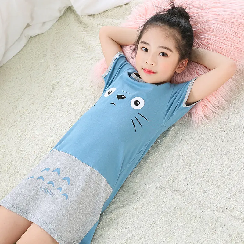 

Summer Girls Nightgown Cotton Kids Nightdress Baby Pajamas Children Clothing Short Sleeved Pajamas Dress Girl Sleepwear gecelik