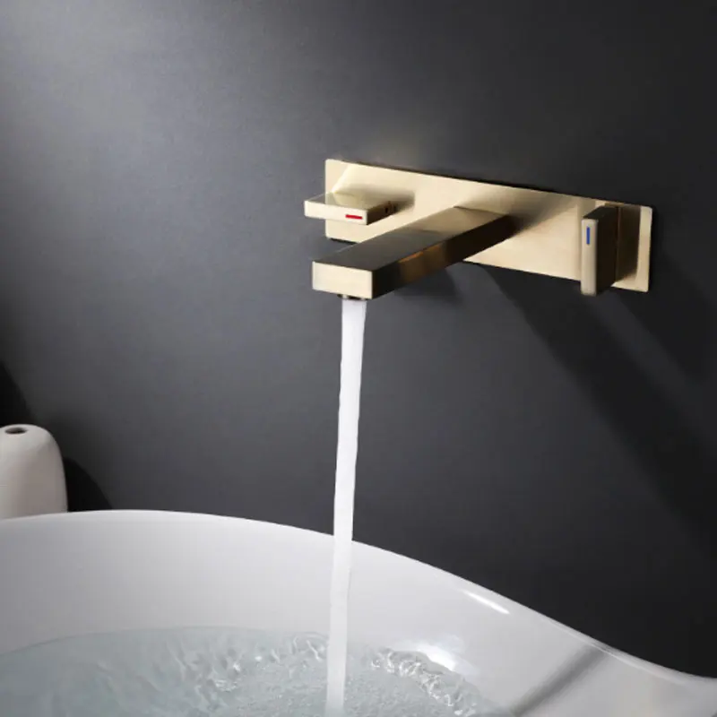 Темный кран для раковины из двух частей который умывается лицом матовый золотой |