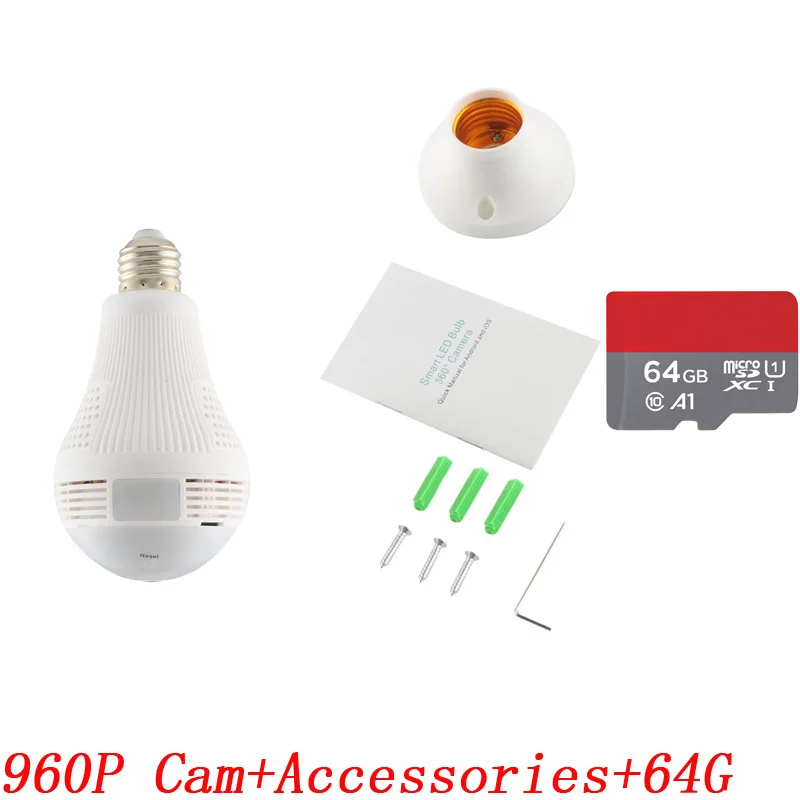 option 4 INQMEGA 960P Wifi панорамная камера лампа 360 градусов рыбий глаз беспроводная домашняя безопасность видеонаблюдение ночная версия двухстороннее аудио - Цвет: option 4