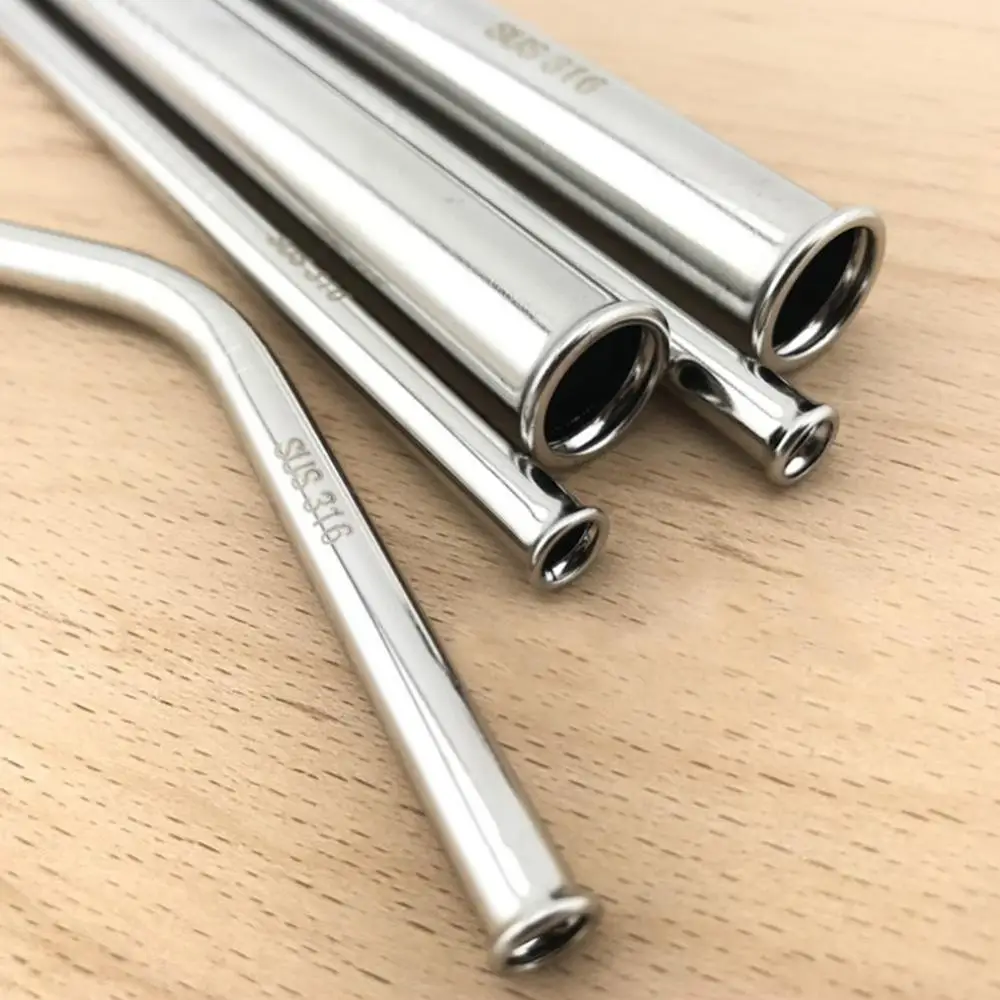 Металлические многоразовые 316 соломинки из нержавеющей стали прямые изогнутые