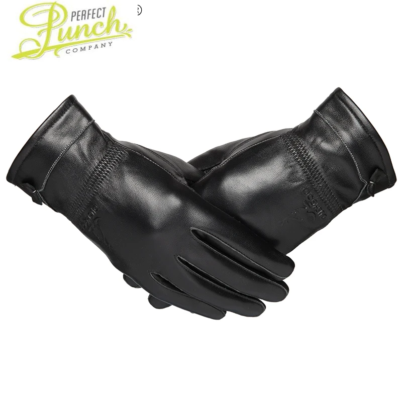 

Sheepskin Real Leather Glove Women Black Comfortable Plus Velvet Gloves Cold Protection Winter Wear Luva Feminina SQQ401