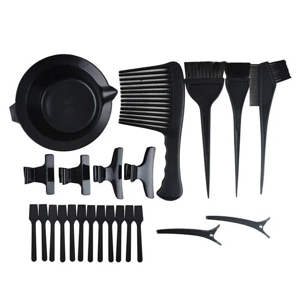 

23PC/set Hairdressing Brushes Bowl Comb Salon Hair Color Dye Hair Tint Tool Black Plastic Hair Colouring Brush Comb Mixing Bowl