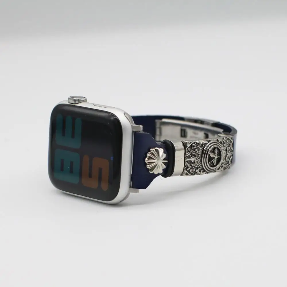 Ремешок из искусственной кожи для Apple Watch 7/6/SE/5/4/3 42 мм 44 38 40 Ретро ремешок аксессуар