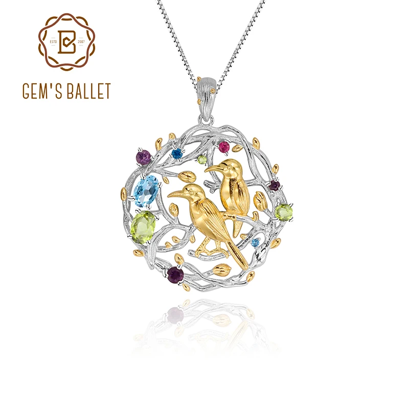 Женский балетный кулон gemb's ожерелье с натуральным разноцветным топазом из