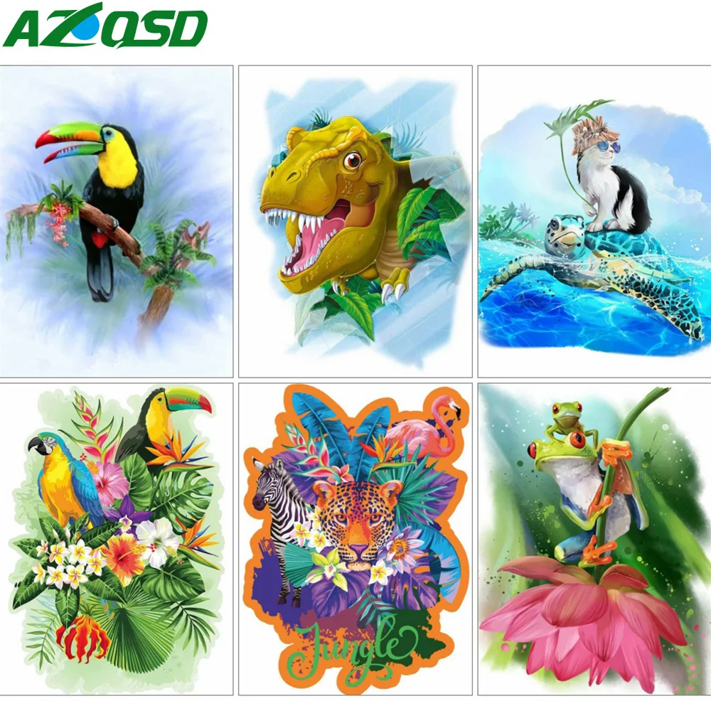 

Алмазная вышивка AZQSD, кот, попугай, птица, динозавр, мозаика стразы, алмазная живопись, животное, вышивка крестиком, искусство