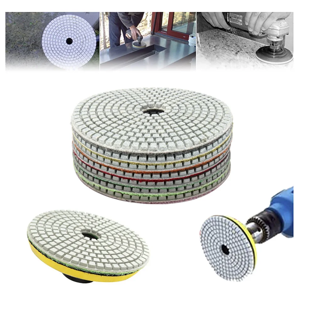 

7pcs 5 Inch 50-3000 Grit Diamond Polishing Pad Sanding Disc for Marble Concrete Granite Glass