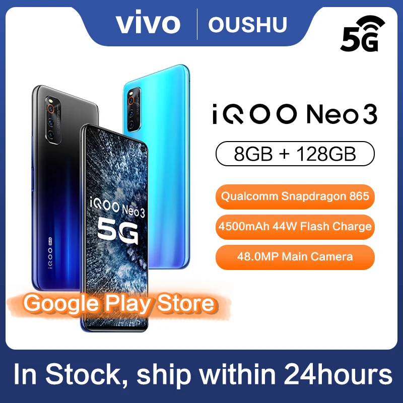 Оригинальный 5G смартфон IQOO neo 3 Двухрежимная мобильного телефона Snapdragon 865 6 57