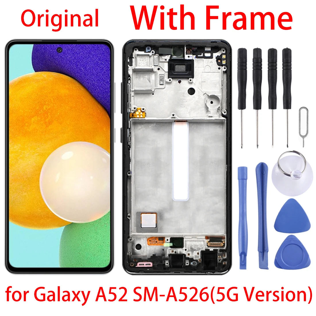 Pantalla LCD Original para Galaxy A52, digitalizador de montaje completo con marco para Samsung Galaxy A52 SM-A526 (Versi&oacute;n 5G)-0