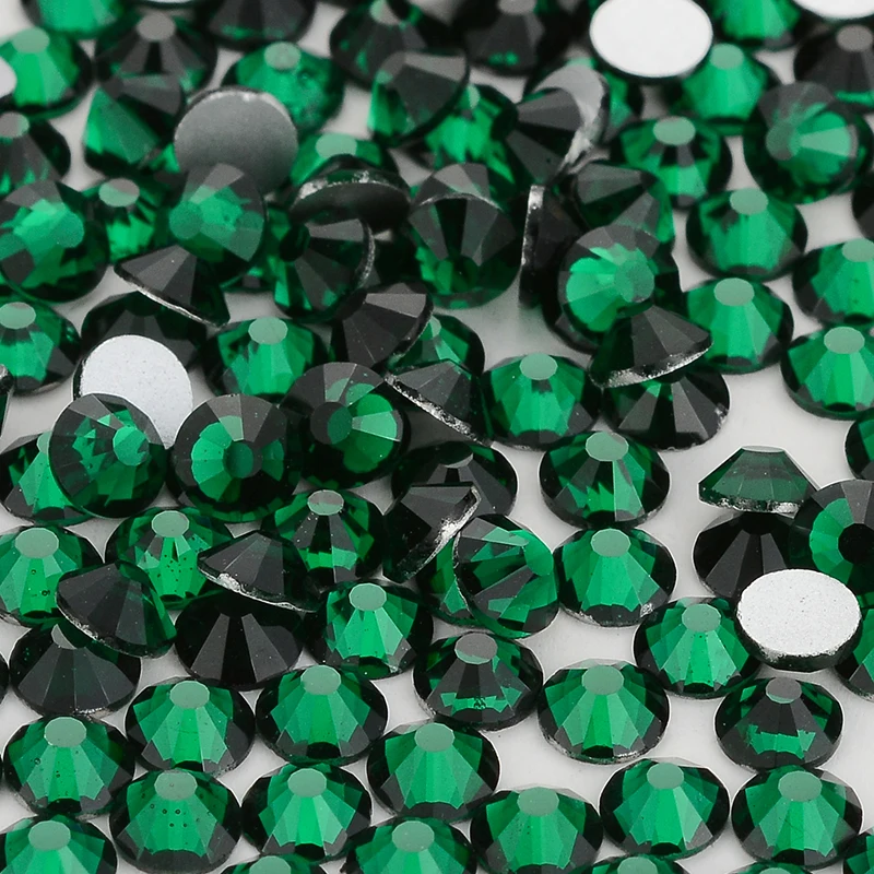 

Dark Green Crystal Silver Back FlatBack Glass Rhinestones Non-HotFix for Nail Art Decorations Flat Back Rhinestones Crystal